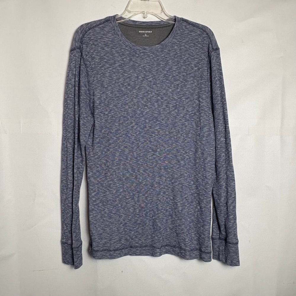 Banana Republic Mens Heathered Blue‎ Waffle Knit Thermal Long Sleeve Shirt M